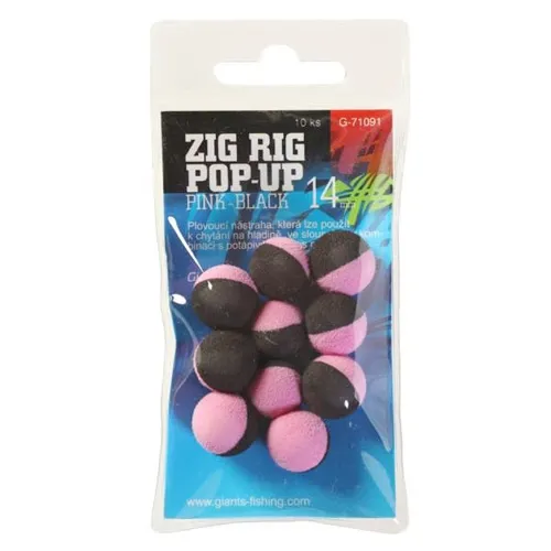 GIANTS FISHING Penové plávacie boilie Zig Rig Pop-Up pink-black (10ks)