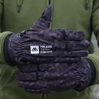 MIKADO Rukavice Softshell čierné Camo (1)
