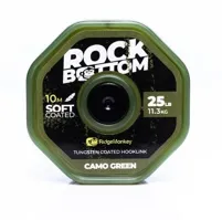 RIDGEMONKEY Stužená šnúrka Rock Bottom Tungsten Coated Soft 25lb, Camo zelená, 10m