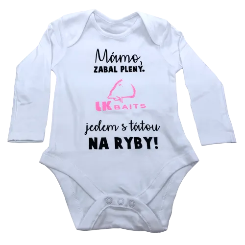 LK BAITS Body dlhý rukáv 3-6 mesiacov Mámo zabal plienky zelený nápis