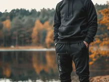 LF COLLECTION Tepláky čierne, Camo Lifefish (1)