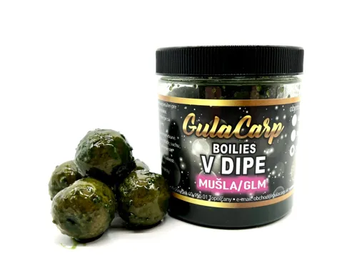 GULA CARP Exclusive Boilies v dipe Mušľa GLM 20mm, 250ml