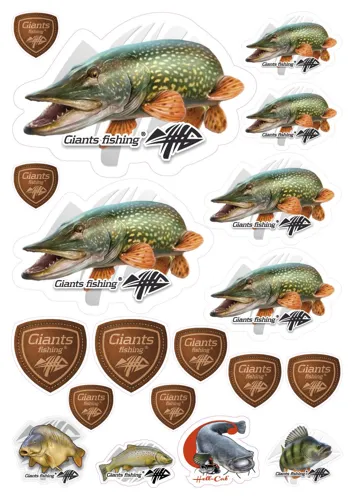 GIANTS FISHING Mix nálepiek Giants Fishing Šťuka (19ks)