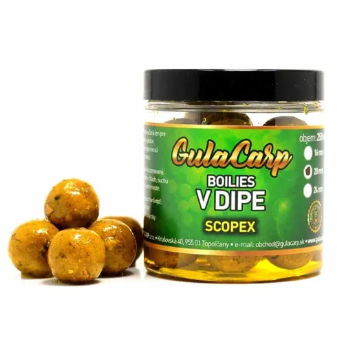 GULA CARP Comfort Boilies v dipe Scopex Oliheň 20mm, 250ml