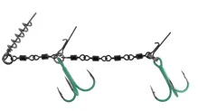 MIKADO Zbrojená montáž Jaws Double Evo Stinger Fluo XL 35kg, Treble Hook veľ. 2/0, 1ks