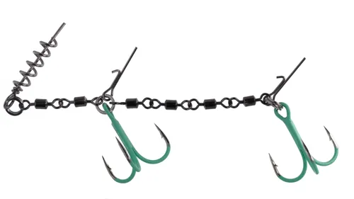MIKADO Zbrojená montáž Jaws Double Evo Stinger Fluo XL 35kg, Treble Hook veľ. 2/0, 1ks
