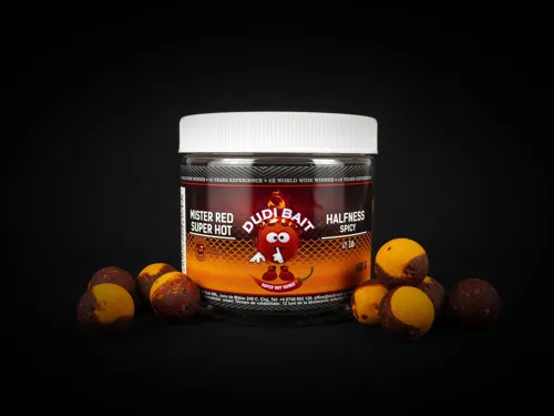 DUDI BAIT Boilie Mister Red Super Hot Halfness Spicy Fish 100g