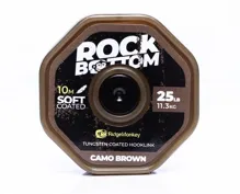 RIDGEMONKEY Stužená šnúrka Rock Bottom Tungsten Coated Soft 25lb, Camo hnedá, 10m