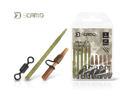 DELPHIN Set sCAMO HeavyC + Swivel + Tube / 5 setov