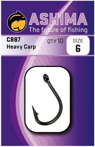 ASHIMA Háčik s protihrotom C887 Heavy Carp 10ks