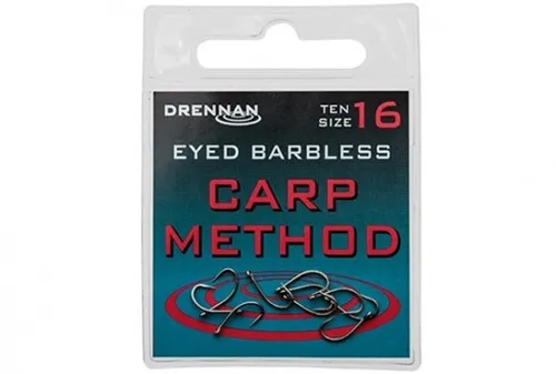 DRENNAN Háčiky s lopatkou bez protihrotu Eyed Carp Method Barbless