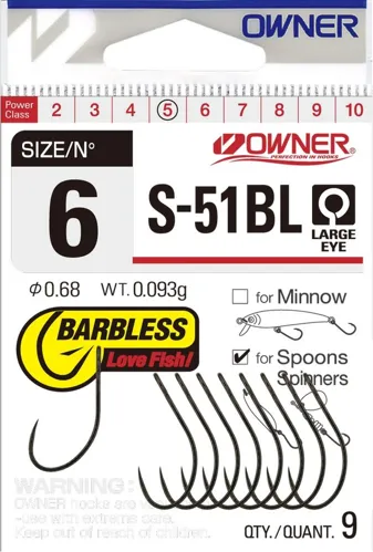 OWNER Háčík SBL-51 veľ. 4 s očkem, bez protihrotu (8ks)