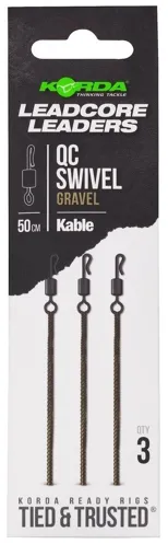 KORDA Montáž  Leadcore Leader QC Swivel Gravel 50cm, 3ks
