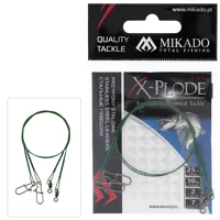 MIKADO Oceľové lanko s karabínou a obratlíkom zelené, 15kg, 2ks