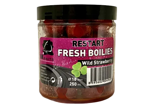 LK BAITS Fresh Boilies Restart Wild Strawberry 18mm, 250ml