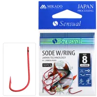 MIKADO Háčik Sensual Sode s očkom veľ.10 červený, 10ks (1)