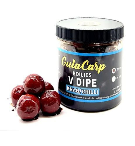 GULA CARP Exclusive Boilie v dipe Krab Chilli 20mm, 250ml