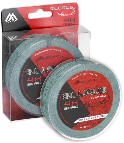 MIKADO Sumcová šnúra Silurus 4 X Braid zelená (300m)