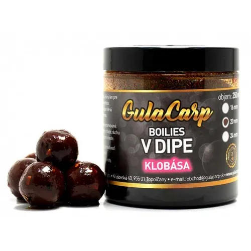 GULA CARP Exclusive Boilies v dipe Klobása 20mm, 250ml