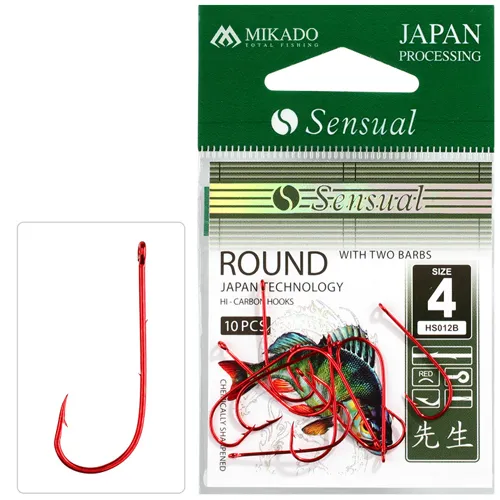 MIKADO Háčik Sensual Round s očkom a protihrotmi Červený (10ks)