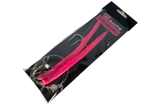 LK BAITS Nadväzec na tresky papriky 8/0 Glitter Lumino Red, červený, 12cm