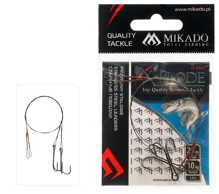 MIKADO Oceľové lanko s dvojháčikom 25cm/10kg, veľ. 2, hnedý (bal.2ks)