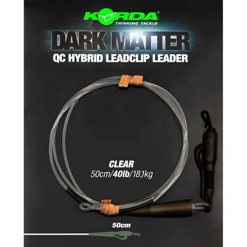 KORDA Koncová Montáž Dark Matter QC Hybrid LeadClip 40lb, 50cm, 1ks (transparentná)