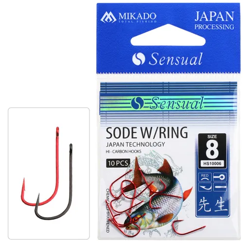 MIKADO Háčik Sensual Sode s očkom veľ.10 červený, 10ks