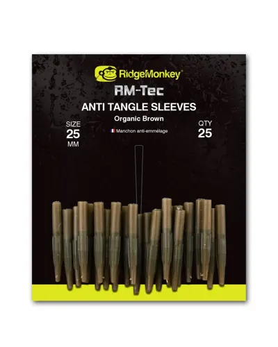 RIDGEMONKEY Prevlek RM-Tec Anti Tangle Sleeves 25mm Hnedý, 25ks