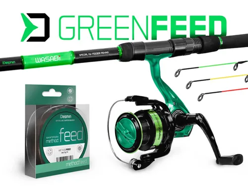 DELPHIN Feedrový set GreenFeed 360cm, do100g + 4T + Method Feed 200m